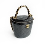 Chanel Vanity Case Round Bag in Quilted Patent Leather